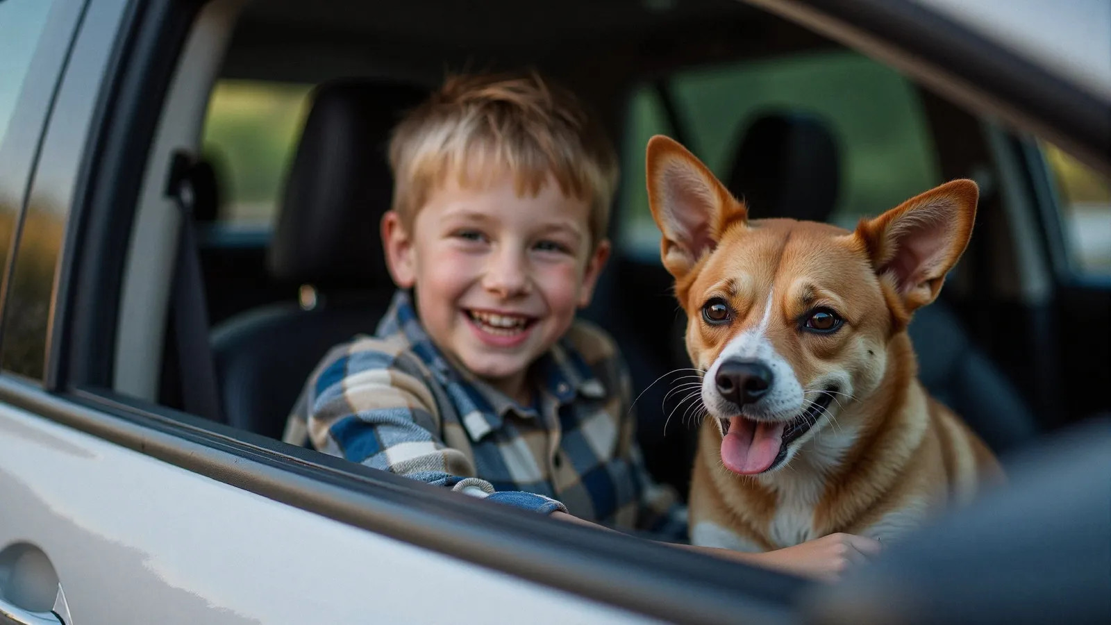 niño y perro Perro tranquilo