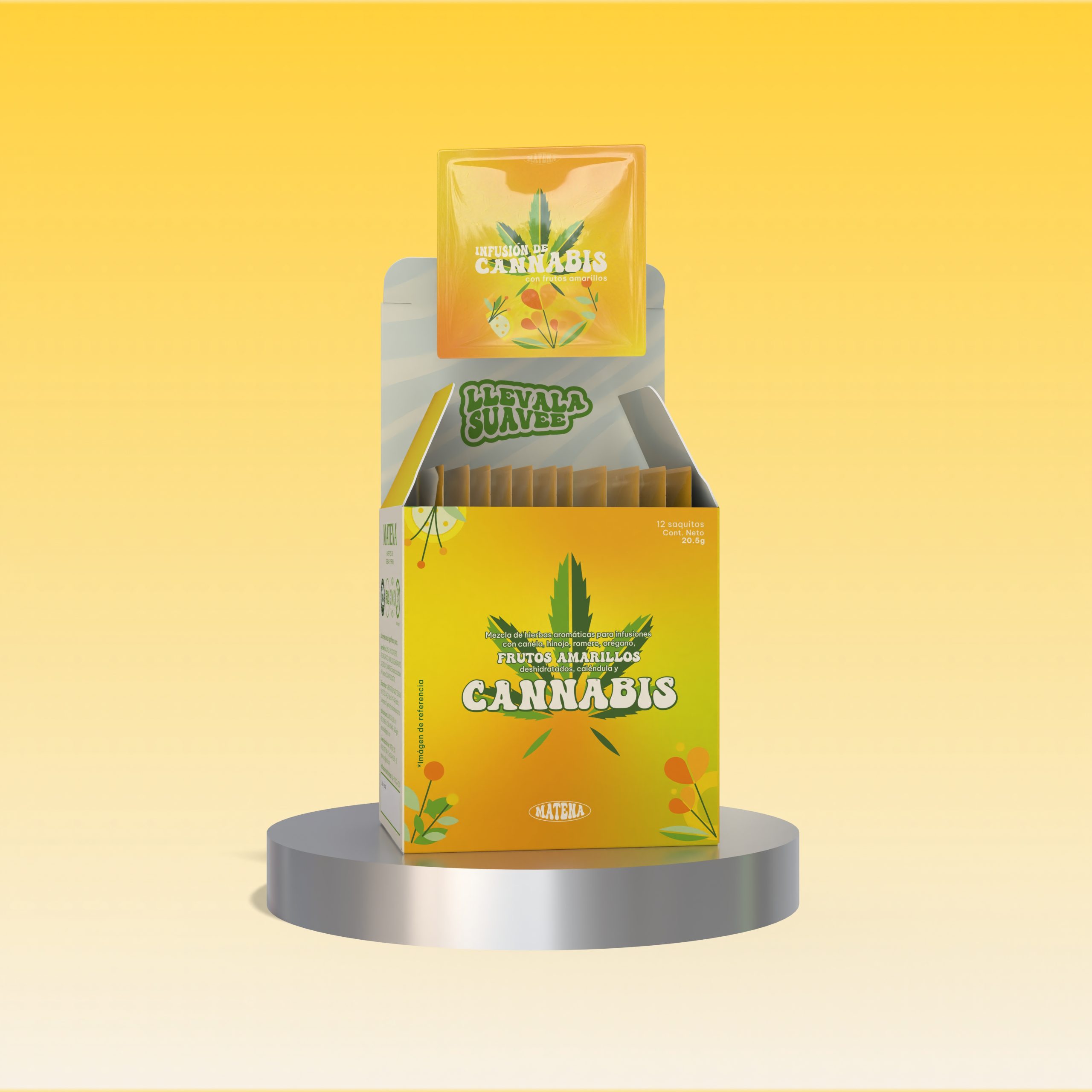 Caja FA y CBD abierta y cannabis